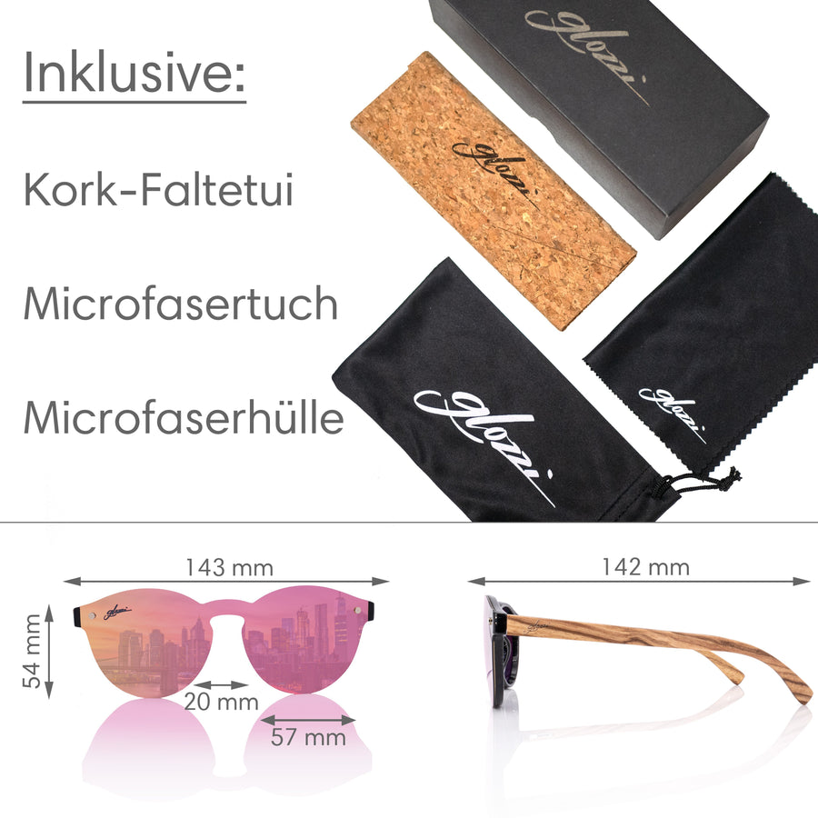 glozzi Daisy – Zebrano Pink Daisy Holz Sonnenbrille 