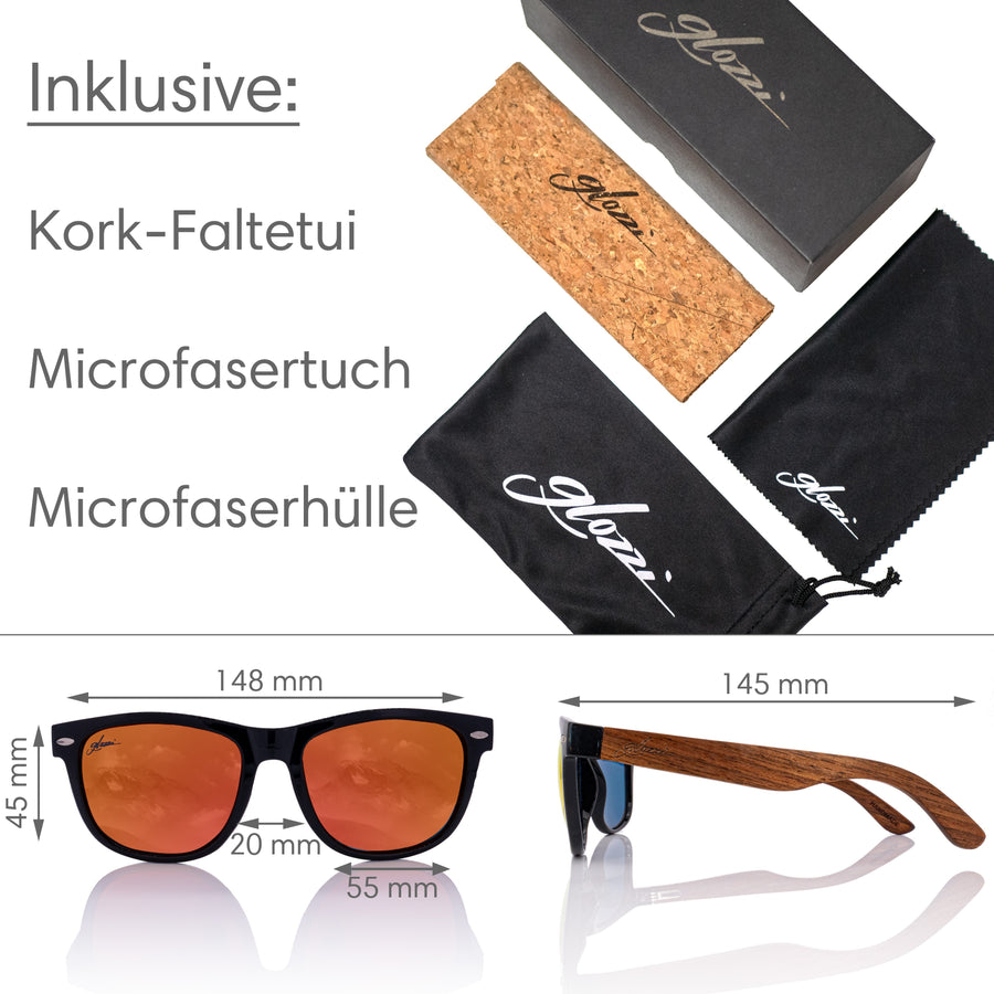 glozzi The Classic – Walnut Red Wayfarer Holz Sonnenbrille 