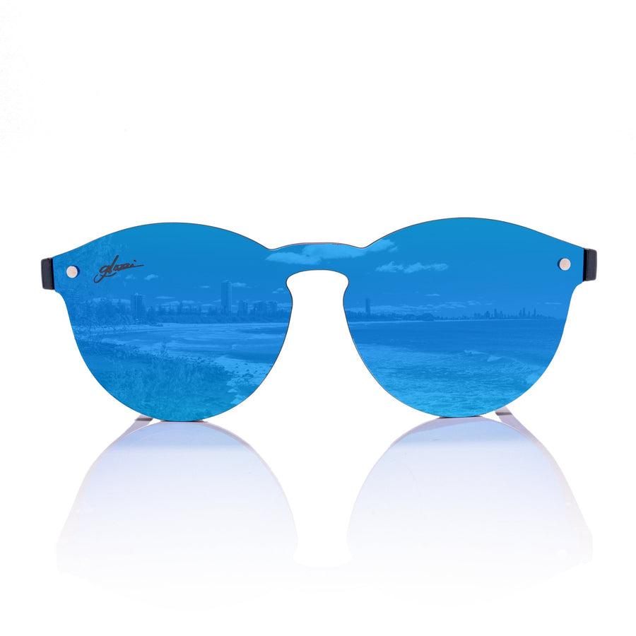 glozzi Daisy – Ebony Blue Daisy Holz Sonnenbrille 