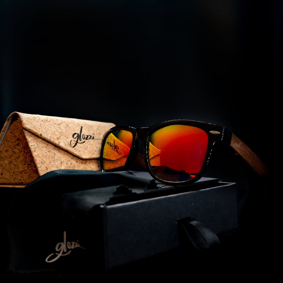 glozzi The Classic – Walnut Red Wayfarer Holz Sonnenbrille 