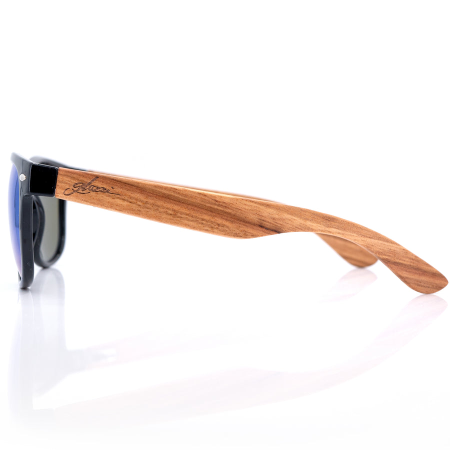 glozzi The Classic - Zebrano Mirror Wayfarer Holz Sonnenbrille 