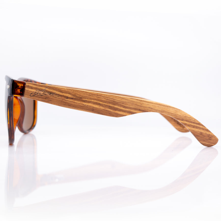 glozzi The Classic - Zebrano Havana Wayfarer Holz Sonnenbrille 