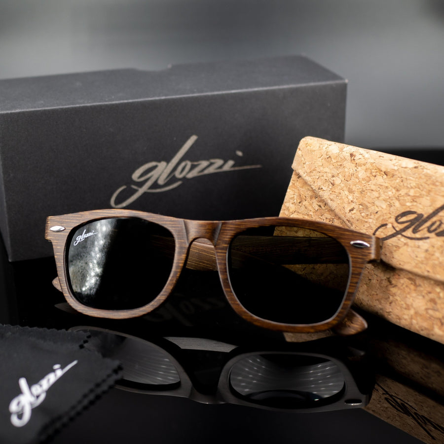 glozzi The Adventurer - Brown Bamboo Bambus Sonnenbrille Wayfarer 