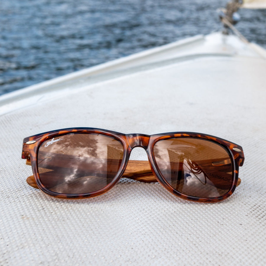 glozzi The Classic - Zebrano Havana Wayfarer Holz Sonnenbrille 